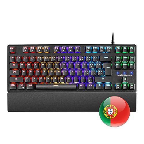Mars Gaming MKXTKL, teclado mecánico switch rojo, LED 5 colores 10 efectos, PT