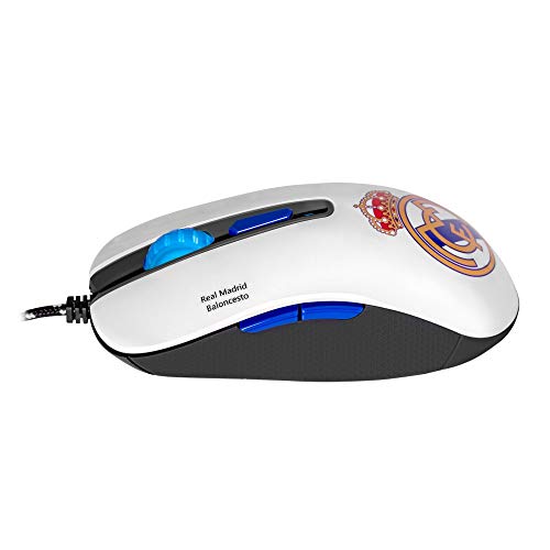 Mars Gaming MMRM, Ratón Oficial Real Madrid RGB, 3200DPI, Ergonómico, Blanco