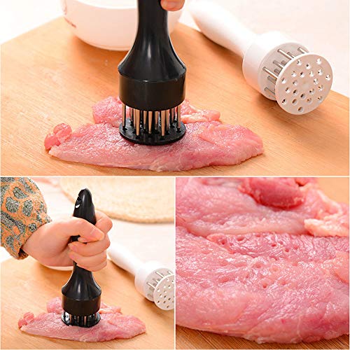 Martillo de Filete de Aguja de ablandador de Carne para ablandar Ternera con Carne de Cerdo y Aves de Corral en la Cocina,silenciosa y sin Salpicaduras(Negro)