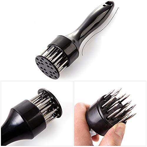 Martillo de Filete de Aguja de ablandador de Carne para ablandar Ternera con Carne de Cerdo y Aves de Corral en la Cocina,silenciosa y sin Salpicaduras(Negro)