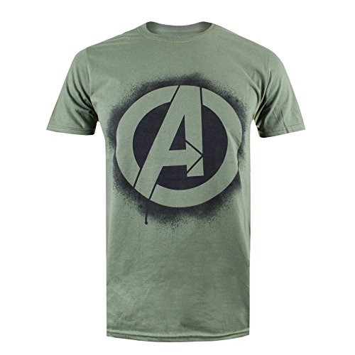 Marvel T-Shirt Stencil Logo Military Green M