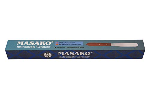 Masako - Espátula de metal con mango de madera, acero inoxidable, 21,5 cm