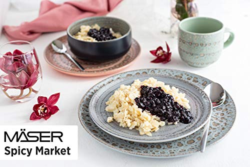 MÄSER Serie Spicy Market Vajilla para 4 personas con diseño vintage mediterráneo (16 piezas, cerámica), multicolor, gres