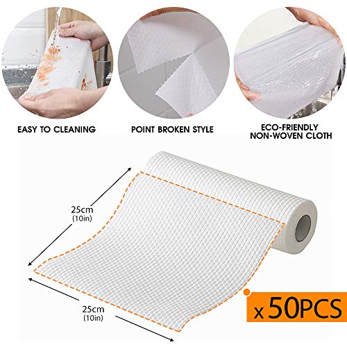 MASTERTOP - Paño de limpieza de cocina desechable, no tejido, 2 rollos de limpieza reutilizables de fibra natural para cocina, baño, ventana de piso con 2 toallas extra de fibra de bambú