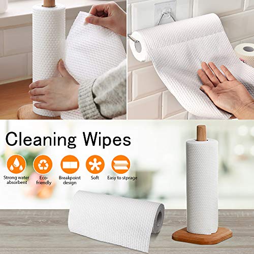 MASTERTOP - Paño de limpieza de cocina desechable, no tejido, 2 rollos de limpieza reutilizables de fibra natural para cocina, baño, ventana de piso con 2 toallas extra de fibra de bambú