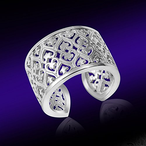 MATERIA Joyería Plata 925 anillo de plata de acero inoxidable en forma de estrella de ancho - con corazón de talla 52 - 60/tamaño ajustable #SR-49
