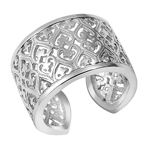 MATERIA Joyería Plata 925 anillo de plata de acero inoxidable en forma de estrella de ancho - con corazón de talla 52 - 60/tamaño ajustable #SR-49