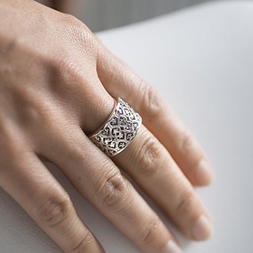 MATERIA Joyería Plata 925 anillo de plata de acero inoxidable en forma de estrella de ancho - con corazón de talla 52 - 60/tamaño ajustable #SR-49