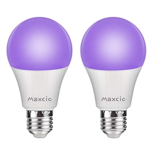Maxcio 11W Bombilla de Luz Ultravioleta, E27 Bombilla Ultravioleta con Efecto Fluorescente, LED Iluminación Ultravioleta Nivel UV-A Bajo Comsumo para Halloween Navidad Fiesta Arte Discoteca(2 packs)