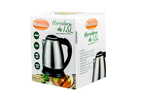 MAXELLPOWER HERVIDOR DE Agua DE Acero ELECTRICO 1,5L 1500W 360 Grados Cuerpo Acero Inoxidable