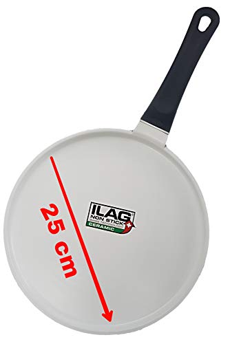 MaxxGoods - Sartén para crepes (apta para inducción), aluminio fundido cerámica, Blanco, Ø 25cm (weiß)