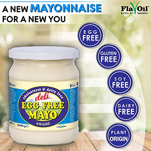 Mayonesa vegana FlavOil 430 g | Mayonesa sin huevo elaborada con aceite puro de girasol | Apto para dietas Keto | Sin gluten ni lácteos | Gran sabor