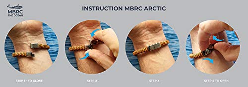 MBRC Arctic Ocean- Pulsera De Estilo Surfero- Elegante- Brillante Cierre Magnético De Click- En Acero Inoxidable- Hombre & Mujer -Cuerda Fabricada De Desechos De Nylon 100% Regenerado Econyl®