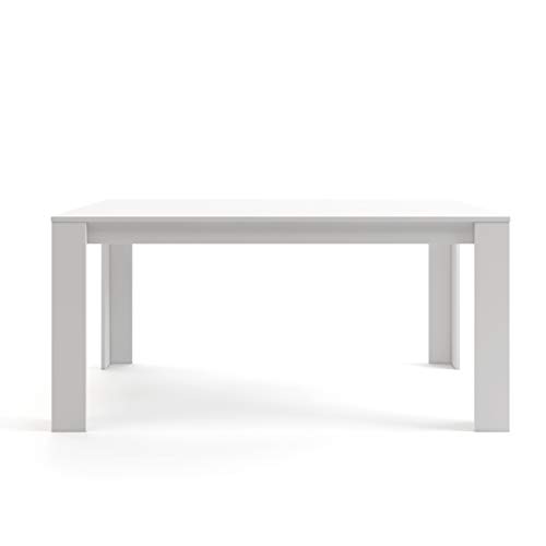 Mc Haus TROTTER - Mesa Comedor Madera Natural Blanca salon, Mesa cocina oficina de Diseño Rectangular con patas de madera lacada 160x90x75cm