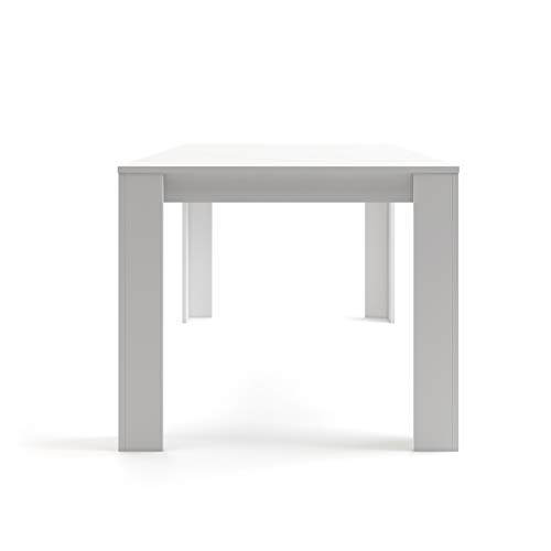 Mc Haus TROTTER - Mesa Comedor Madera Natural Blanca salon, Mesa cocina oficina de Diseño Rectangular con patas de madera lacada 160x90x75cm