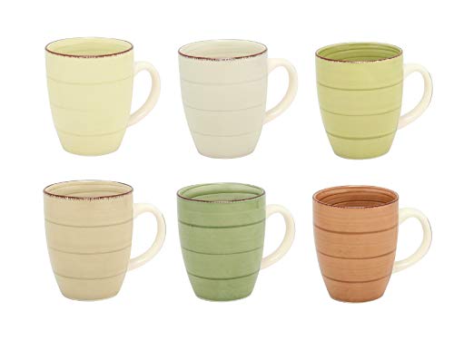 MC Trend 6 Set Taza de café - 6 Maravillosos Colores armoniosos 350 ml Tazas de Porcelana vajilla Cocina de Comedor en casa 350 ml (Creme,EIERSCHALE,HELLGREEN,Oliv,Beige,Braun)