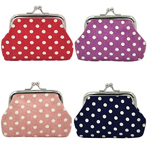 mciskin 4 Piezas Monedero de Punto con Cierre de Bolsa de Cambio de Kisslock Monedero pequeño de Monedas para Mujeres niñas 3.5" L X 2.8" H