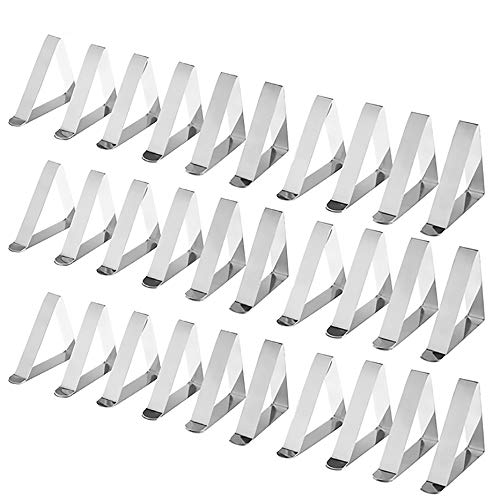 McNory 30 Pcs Clips de Acero Inoxidable Mantel Pinza,Mesa Sujeta manteles Plana Tablecloth Clips para Mesas para Casa, Restaurante Bodas Fiestas Picnics