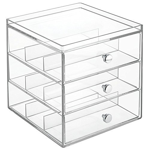mdesign apilable Organizador para gafas, gafas de sol, gafas de lectura – 3 Cajones, transparente