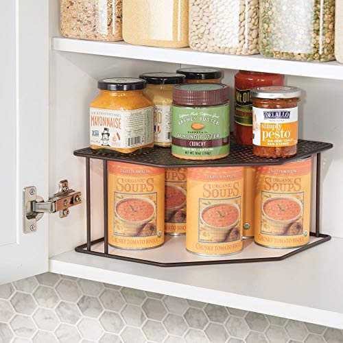 mDesign Baldas de cocina – Soporte para platos para rincones de encimeras e interiores de armarios – Estante separador con dos alturas para aprovechar el espacio al máximo – color bronce