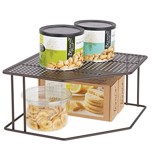 mDesign Baldas de cocina – Soporte para platos para rincones de encimeras e interiores de armarios – Estante separador con dos alturas para aprovechar el espacio al máximo – color bronce
