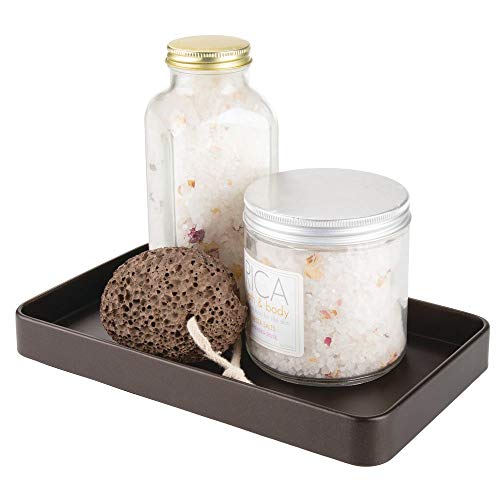 mDesign Bandeja Decorativa para baño, Ideal como dispensador de Toallas de Papel – Bandeja de Metal para Toallas de Invitados, perfumes, Joyas y más – Color Bronce