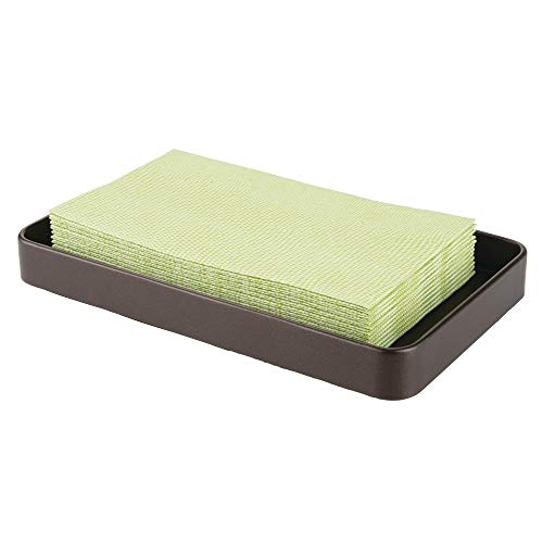 mDesign Bandeja Decorativa para baño, Ideal como dispensador de Toallas de Papel – Bandeja de Metal para Toallas de Invitados, perfumes, Joyas y más – Color Bronce