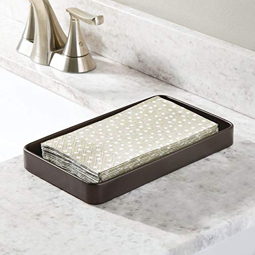 mDesign Bandeja Decorativa para baño, Ideal como dispensador de Toallas de Papel – Bandeja de Metal para Toallas de Invitados, perfumes, Joyas y más – Color Bronce