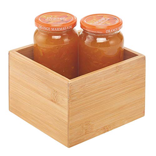 mDesign Caja de bambú de almacenaje – Organizador de cocina apilable de madera de bambú ecológica – Caja para infusiones para el armario de la cocina, los cajones o la despensa – color natural