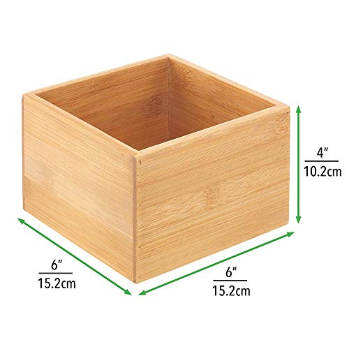 mDesign Caja de bambú de almacenaje – Organizador de cocina apilable de madera de bambú ecológica – Caja para infusiones para el armario de la cocina, los cajones o la despensa – color natural