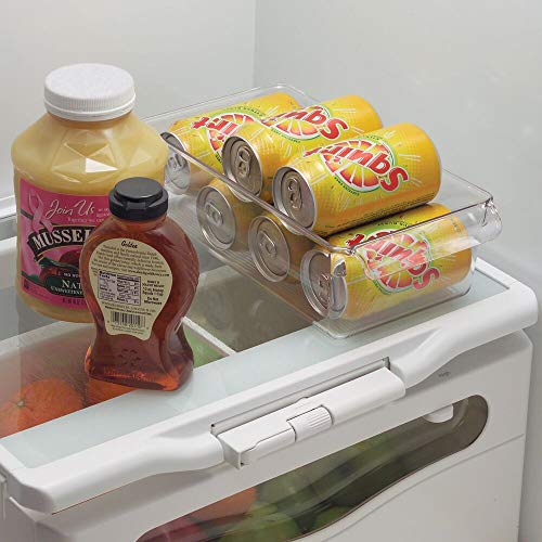 mDesign Cajas organizadoras grandes con asa - cajas plasticas ideales para cocina, en armarios o como caja para nevera - 4 piezas, transparente