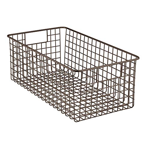 mDesign cesta metalica para los productos de limpieza de sus zapatos - Cesta organizadora provista de asas para un cómodo transporte - Color bronce