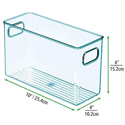 mDesign Cestas organizadoras para cuarto de bebé – Contenedor plástico grande con prácticas asas – Caja para juguetes, peluches o pañales en plástico libre de BPA – azul claro