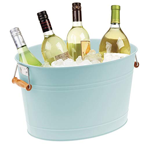 mDesign Champanera de metal – Enfriador de botellas decorativo con asas – Ideal como cubo para enfriar bebidas como vino, cerveza, cava o refrescos – verde menta
