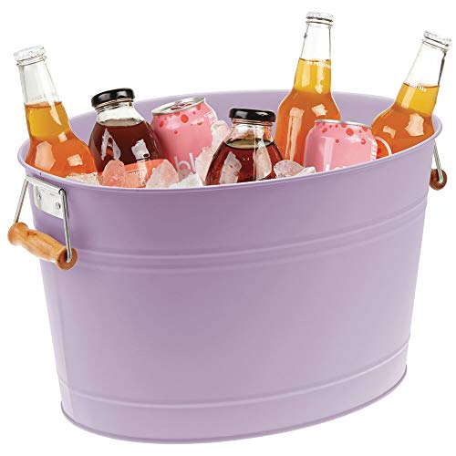 mDesign Champanera de metal – Enfriador de botellas decorativo con asas – Ideal como cubo para enfriar bebidas como vino, cerveza, cava o refrescos – verde menta