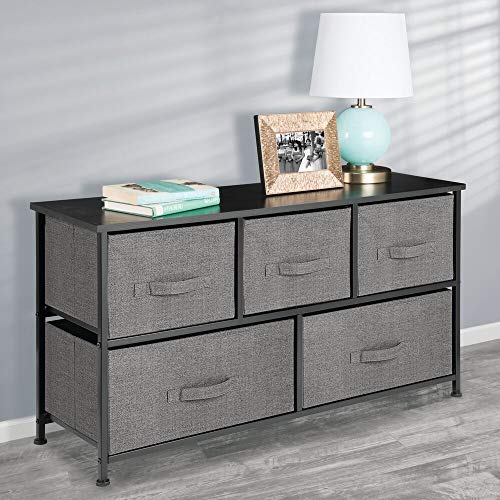 mDesign Cómoda de tela – Práctico organizador de armarios con 5 cajones – Sistema de almacenamiento para el dormitorio, apartamentos y salas pequeñas – antracita