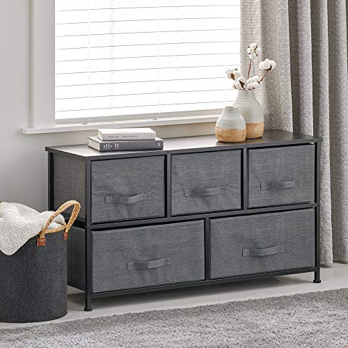 mDesign Cómoda de tela – Práctico organizador de armarios con 5 cajones – Sistema de almacenamiento para el dormitorio, apartamentos y salas pequeñas – antracita