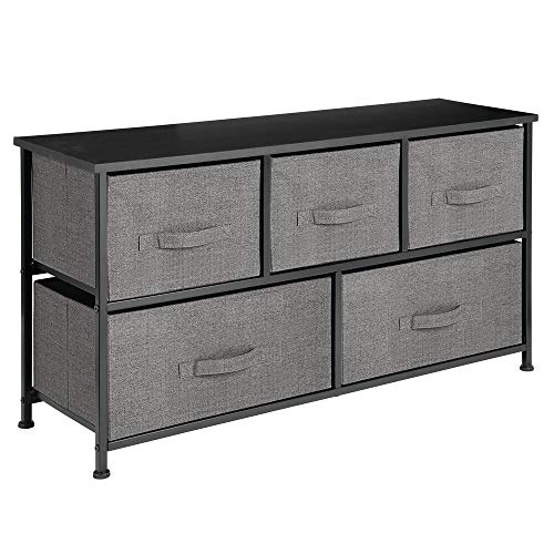 mDesign Cómoda de tela – Práctico organizador de armarios con 5 cajones – Sistema de almacenamiento para el dormitorio, apartamentos y salas pequeñas – antracita