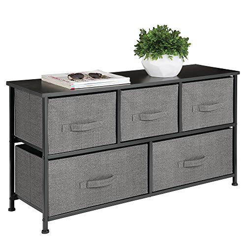 mDesign Cómoda de tela – Práctico organizador de armarios con 5 cajones – Sistema de almacenamiento para el dormitorio, apartamentos y salas pequeñas – antracita