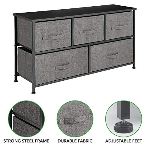 mDesign Cómoda de tela – Práctico organizador de armarios con 5 cajones – Sistema de almacenamiento para el dormitorio, apartamentos y salas pequeñas – antracita
