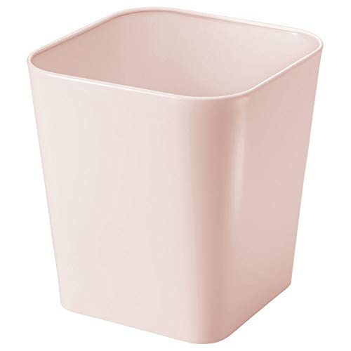 mDesign Cubo de basura de metal – Caja para cosméticos cuadrada con diseño elegante – Papelera metálica para cuartos pequeños – Estable contenedor de reciclaje, también para la cocina – rosa