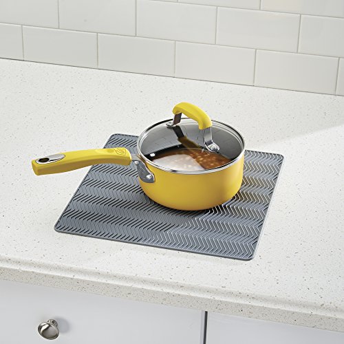 mdesign Escurreplatos silicona en gris – – Estante (Medium) para la cocina – adecuado también como posavasos para ollas y sartenes – Lavavajillas