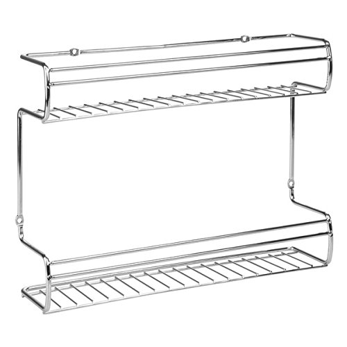 mDesign – Especiero de Pared o para Armario – Organizador de Especias, Hierbas y té en Dos Niveles – Especiero de Cocina de Acero Cromado – Una Forma práctica de Guardar Tus Especias y condimentos