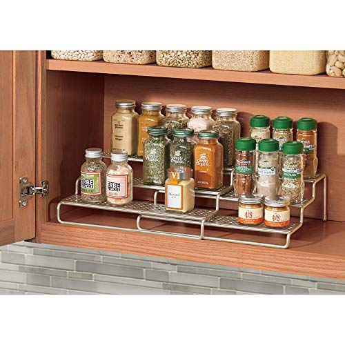 mDesign especiero extensible - Estante para especias idóneo como organizador de condimentos o salsas - De metal con acabado en plata