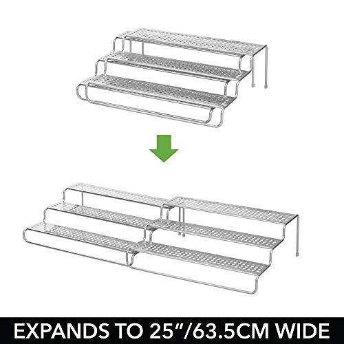 mDesign especiero extensible - Estante para especias idóneo como organizador de condimentos o salsas - De metal con acabado en plata