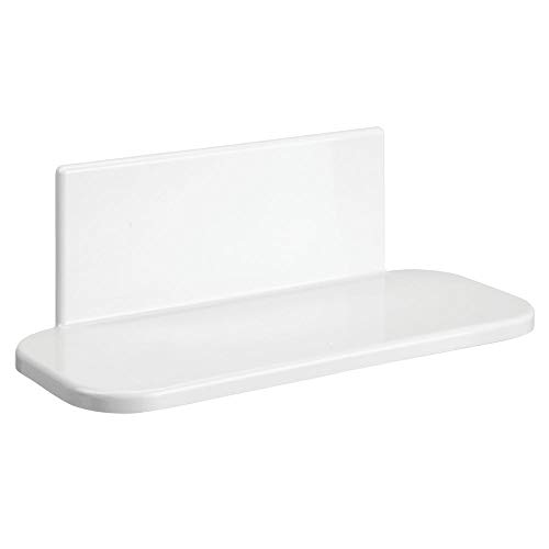 mDesign Estante de baño Autoadhesivo de plástico sin BPA – Estantería de Ducha pequeña para el Espejo del baño – Balda de baño para cepillos de Dientes, Maquillaje o cosméticos – Blanco