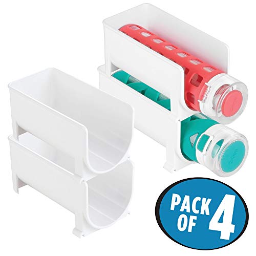 mDesign Estante para botellas - Ahorre espacio con este botellero apilable y tenga siempre ordenadas sus botellas de vino, agua o refrescos - Vinoteca (set de 4 soportes individuales) - Blanco