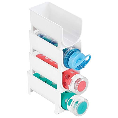 mDesign Estante para botellas - Ahorre espacio con este botellero apilable y tenga siempre ordenadas sus botellas de vino, agua o refrescos - Vinoteca (set de 4 soportes individuales) - Blanco