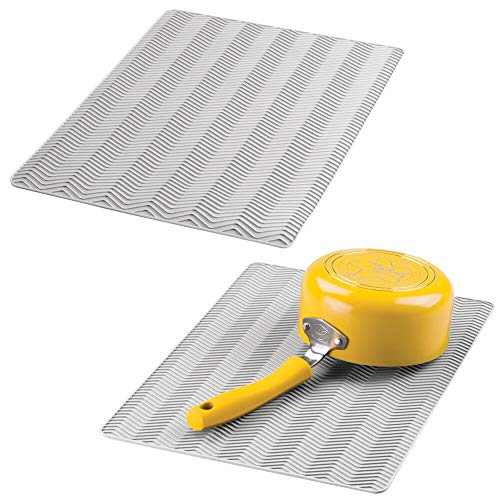 mDesign Juego de 2 alfombrillas antideslizantes de silicona – Práctico tapete escurridor con dibujo de espiga para ollas y vajilla – Escurreplatos para la cocina apto para lavavajillas – gris claro