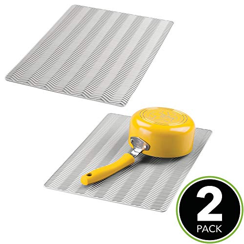 mDesign Juego de 2 alfombrillas antideslizantes de silicona – Práctico tapete escurridor con dibujo de espiga para ollas y vajilla – Escurreplatos para la cocina apto para lavavajillas – gris claro